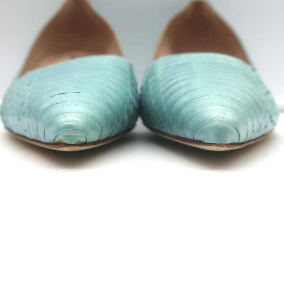 Manolo Blahnik BB 100 Snakeskin Pointed Toe Pumps Aqua - Picture 4 of 10